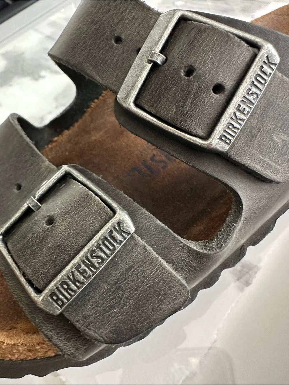 Birkenstock Two-Buckle Arizona Sandals - Charcoal Oiled Leather Size 36 - Picture 7 of 7